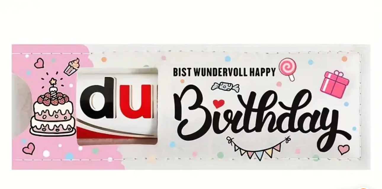Mach den Geburtstag eines Lieblingsmenschen noch süßer – mit unserer liebevoll gestalteten "Happy Birthday – Du bist wundervoll" Schokoladen-Verpackung!