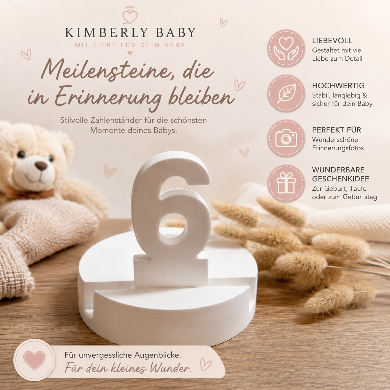 Meilenstein Zahlenständer Baby – Zahlenhalter für Erinnerungsfotos & Geburtstage