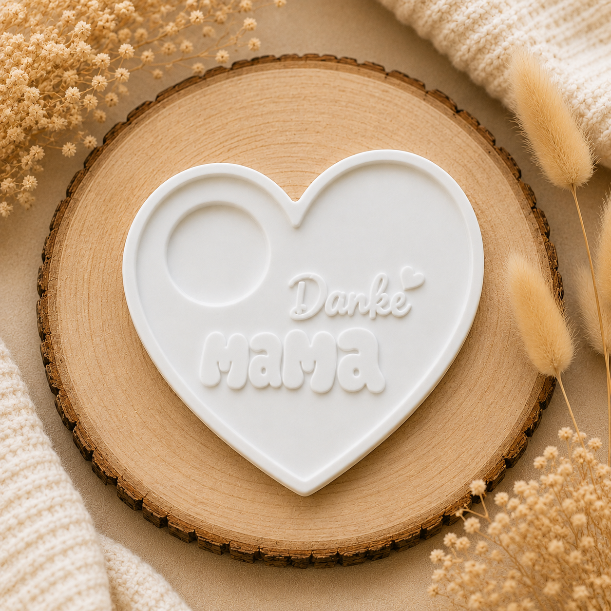 Gipsherz „Danke Mama“ – Handgefertigte Geschenkidee mit Teelichthalter