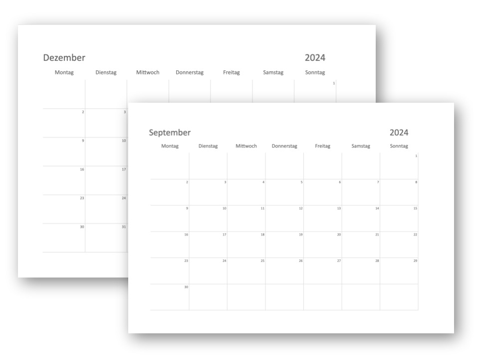 Kalender 2024 Druckbar | Deutsch | Monatlicher Kalender zum Ausdrucken | Minimalistisch | Alle 12 Monate PDF | A4