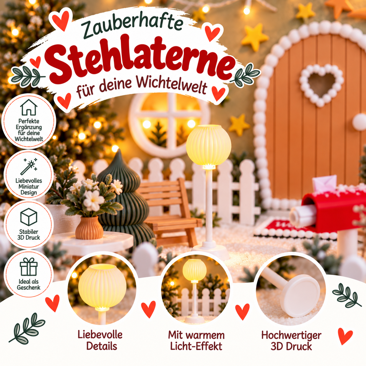 Wichtel Stehlaterne aus 3D-Druck – Mini Laterne für Wichteltür & Wichtelwelt