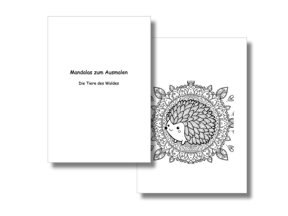 16 Mandala Malvorlagen | Druckbares Malbuch | Malvorlagen für Kinder & Erwachsene | Druckbare Digitale Mandala Waldtiere 