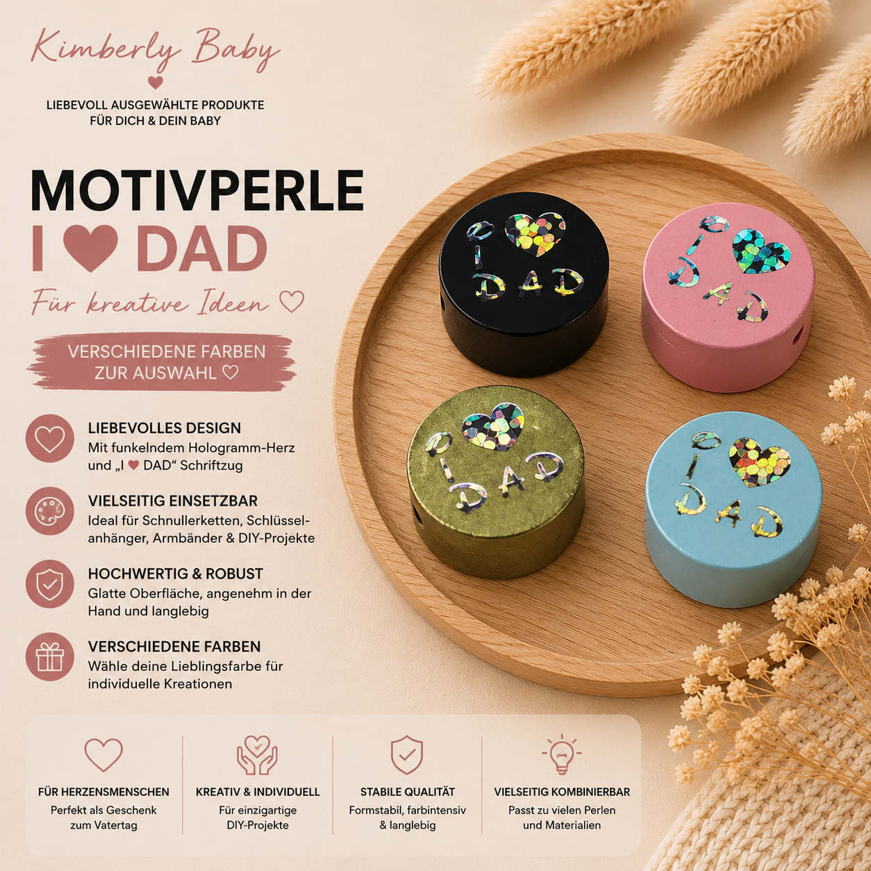 Motivperle I Love Mom/Dad