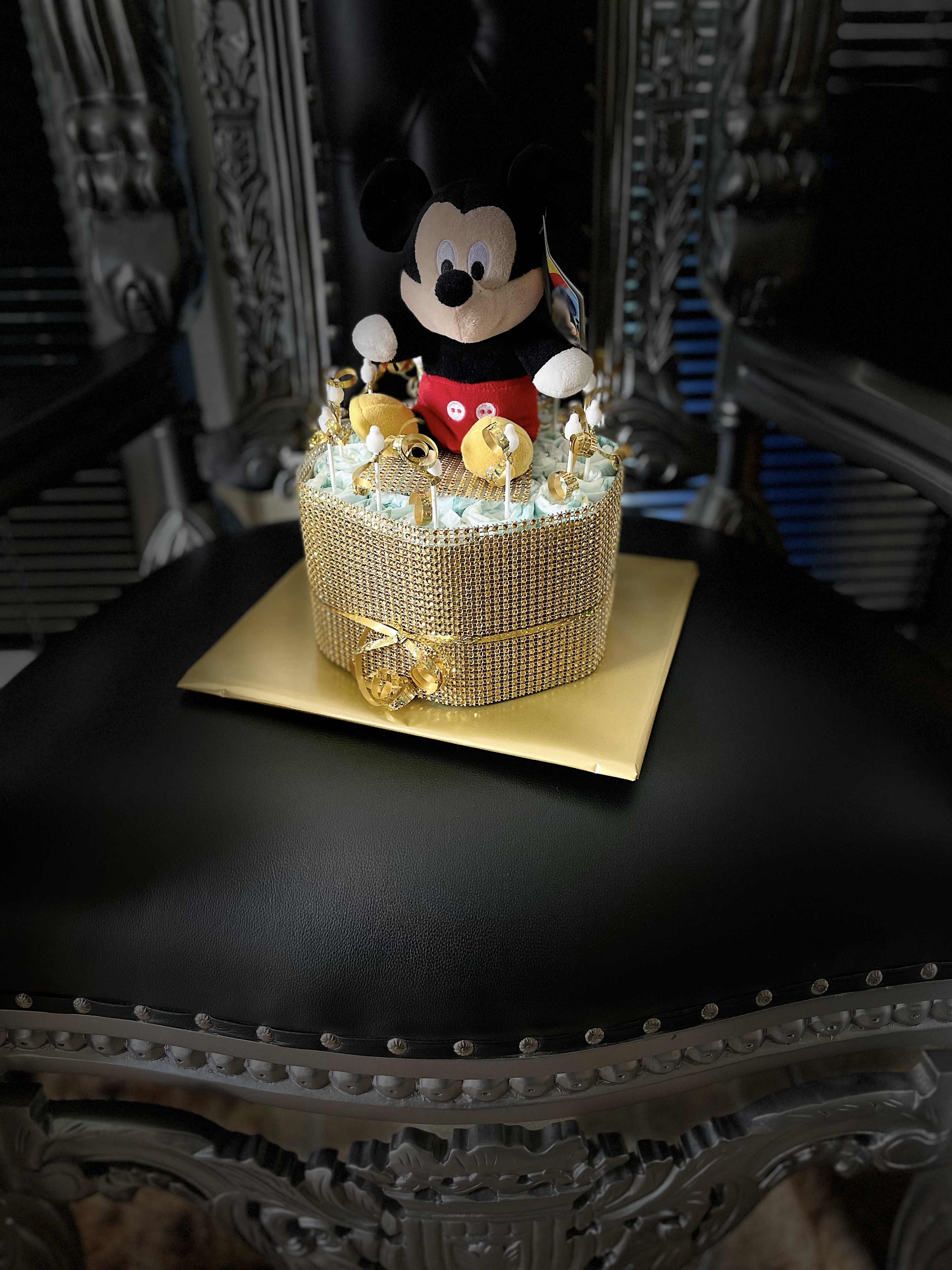 Süße Windeltorte im Minnie Mouse Design  Besonderes Geschenk zur Geburt,  Taufe oder Babyparty